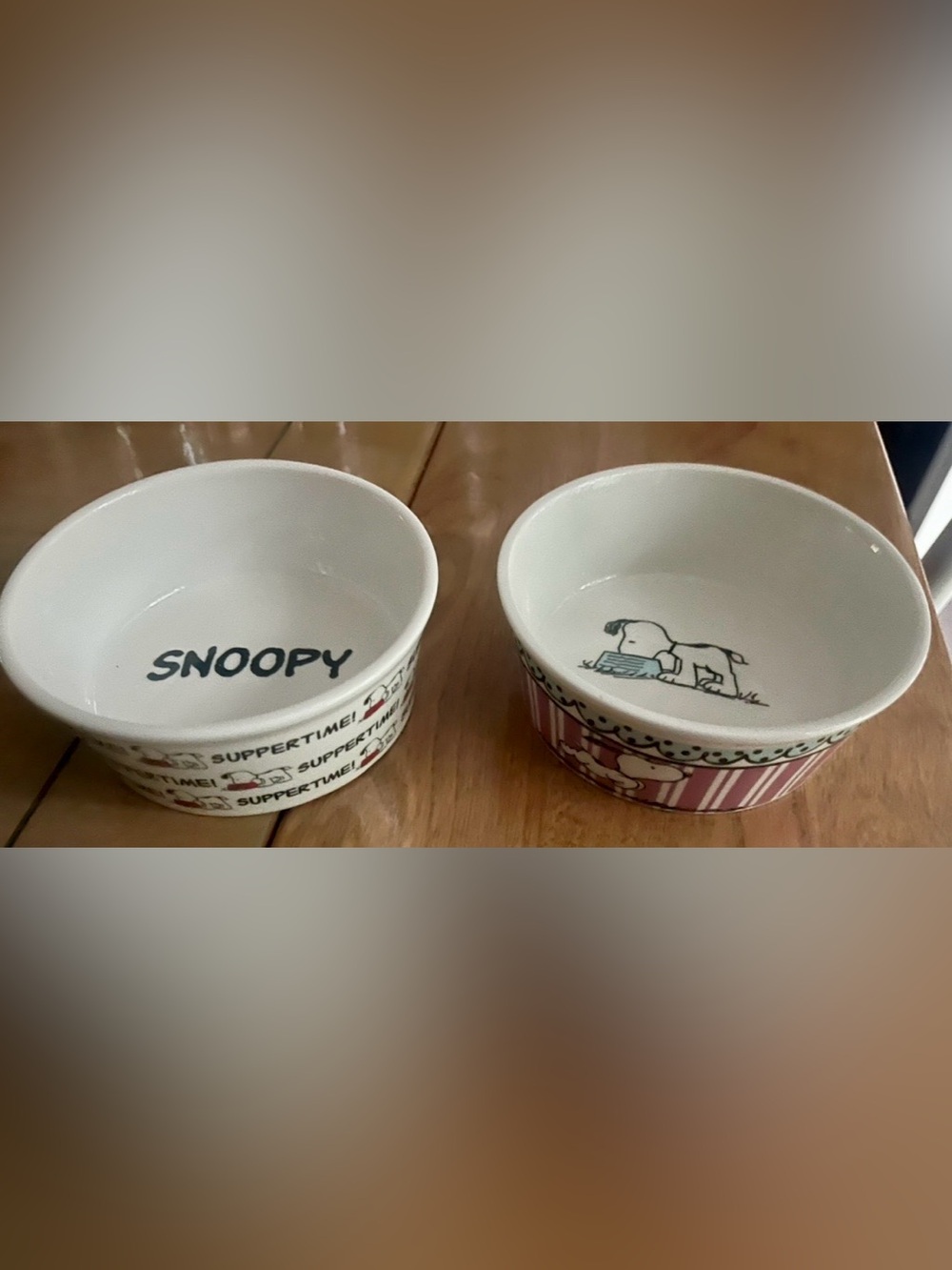 Snoopy White Ceramic Pet Bowl with Cartoon Design
